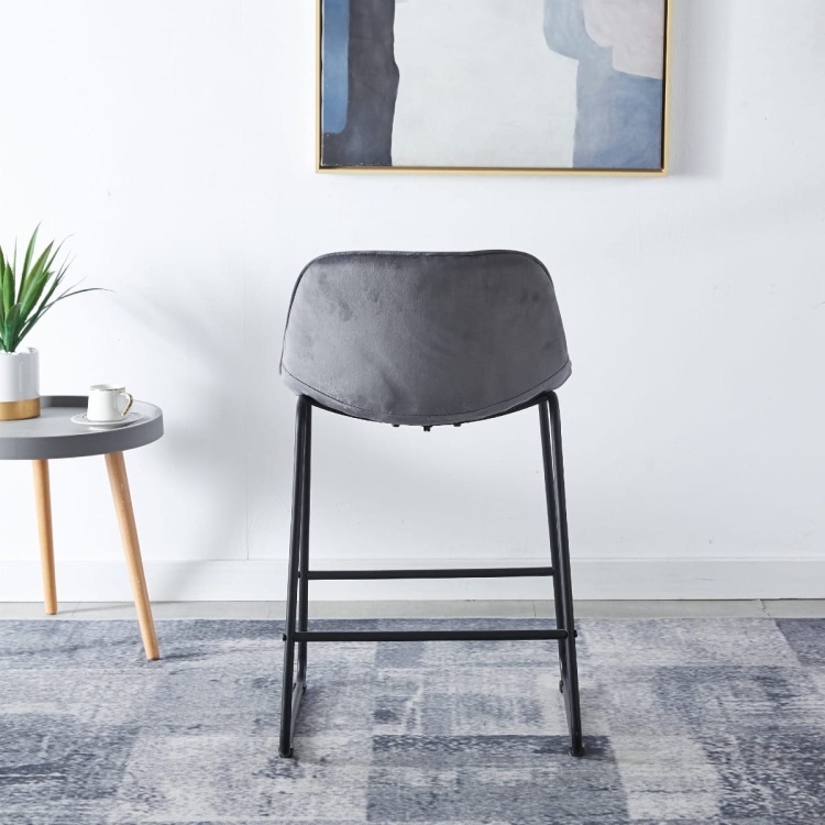 Hoker tapicerowany Neva ciemno szare krzesło barowe pikowany welur outlet