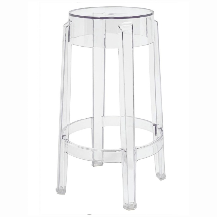 Hoker stołek Victoria przezroczysty transparentny poliwęglan krzesło barowe