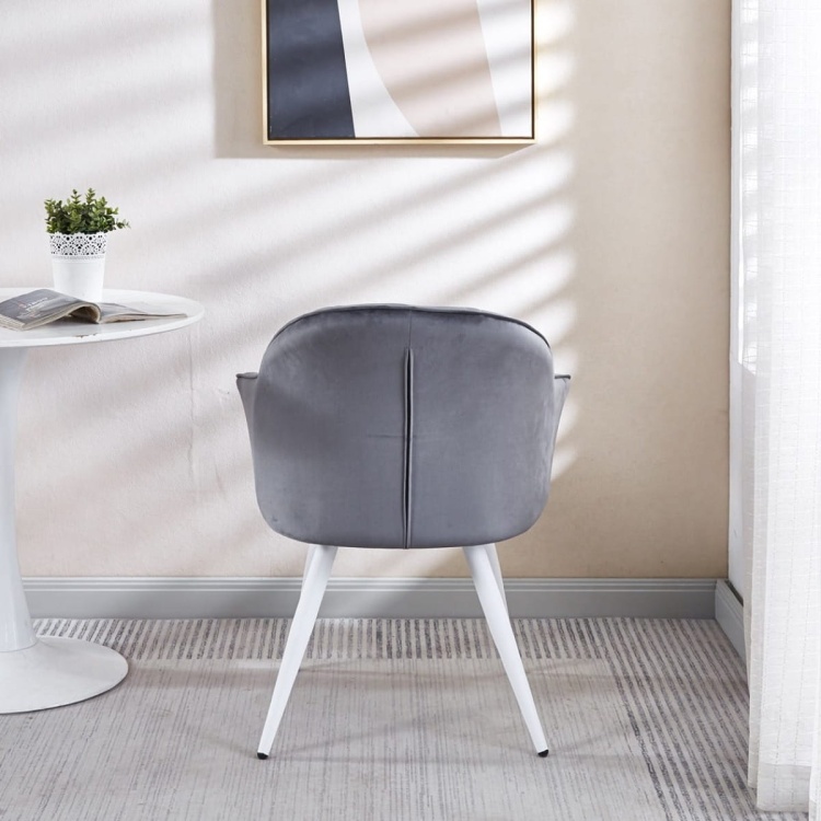 Fotel do salonu Kanada ciemno szary nogi białe