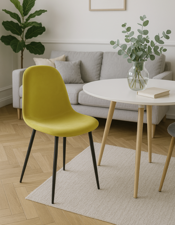 Krzesło Fox  oliwkowe zielone żółte nogi czarne