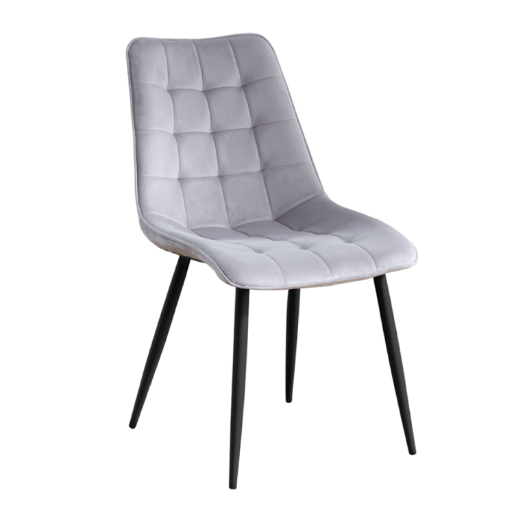 Krzesło do salonu MAROKO jasno szare nogi czarne welur