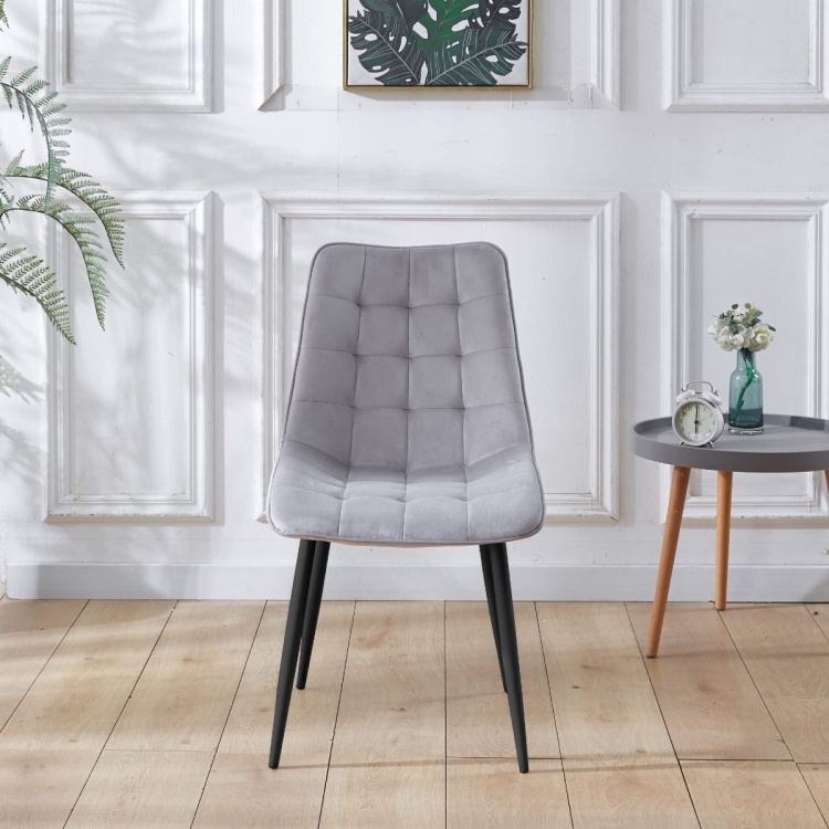 Krzesło do salonu MAROKO jasno szare nogi czarne welur