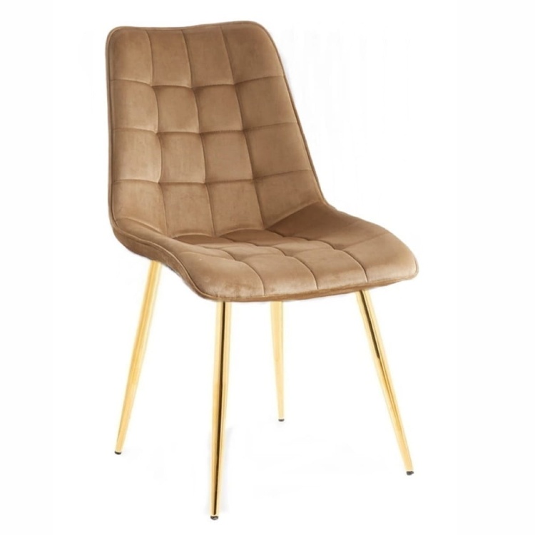 Krzesło do salonu Maroko curry/miodowe nogi złote welur outlet