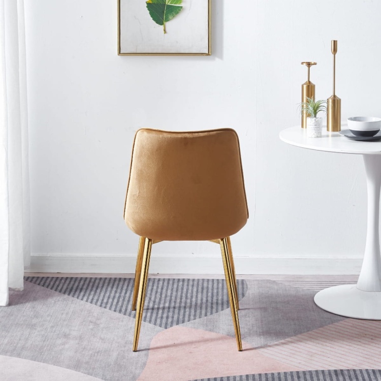 Krzesło do salonu Maroko curry/miodowe nogi złote welur outlet