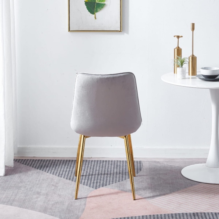 Krzesło do salonu MAROKO jasno szare nogi złote welur