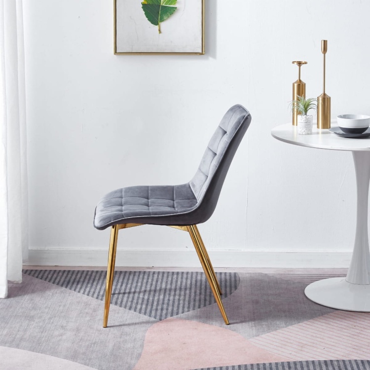 Krzesło do salonu Maroko ciemno szare nogi złote welur outlet