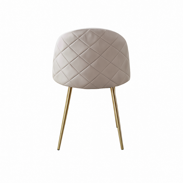 Krzesło tapicerowane Odessa beżowe nogi złote przeszycia welur