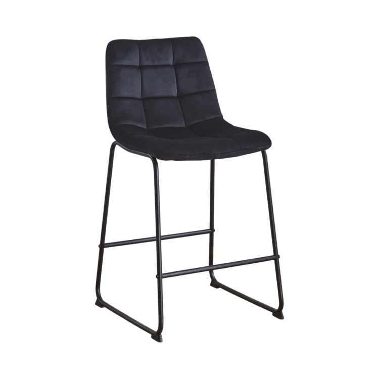 Hoker tapicerowany Maroko czarny, nogi czarne 61 cm