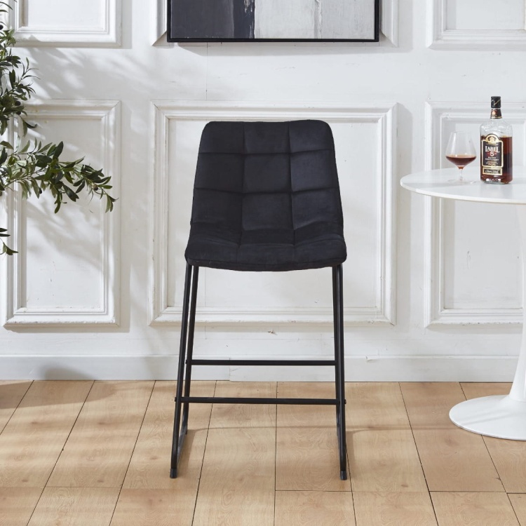 Hoker tapicerowany Maroko czarny, nogi czarne 61 cm