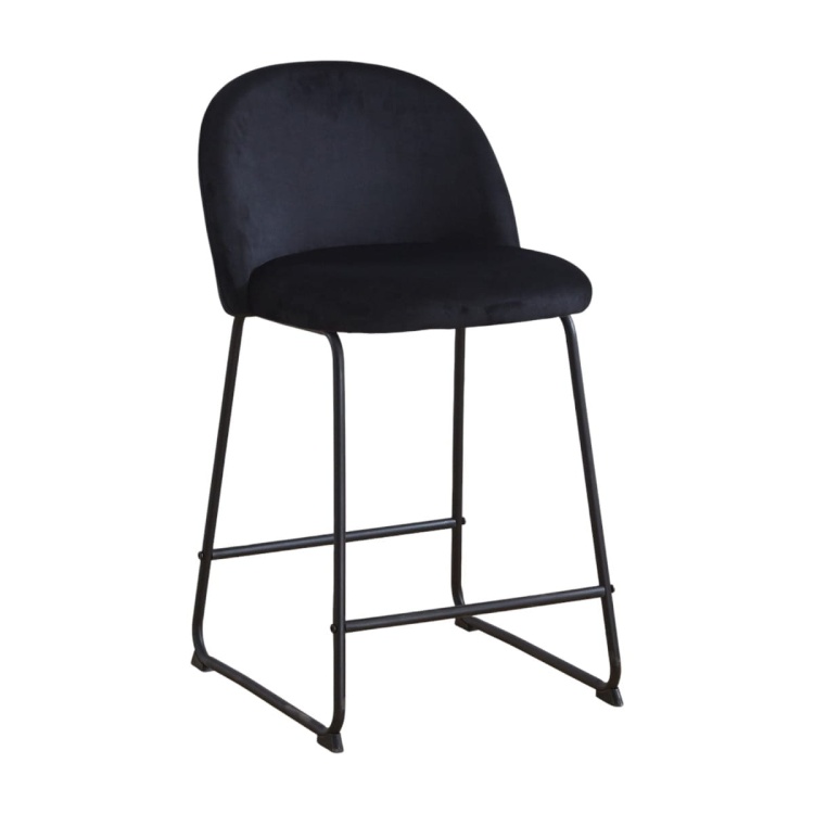 Hoker tapicerowany Odessa czarny, nogi czarne 61 cm