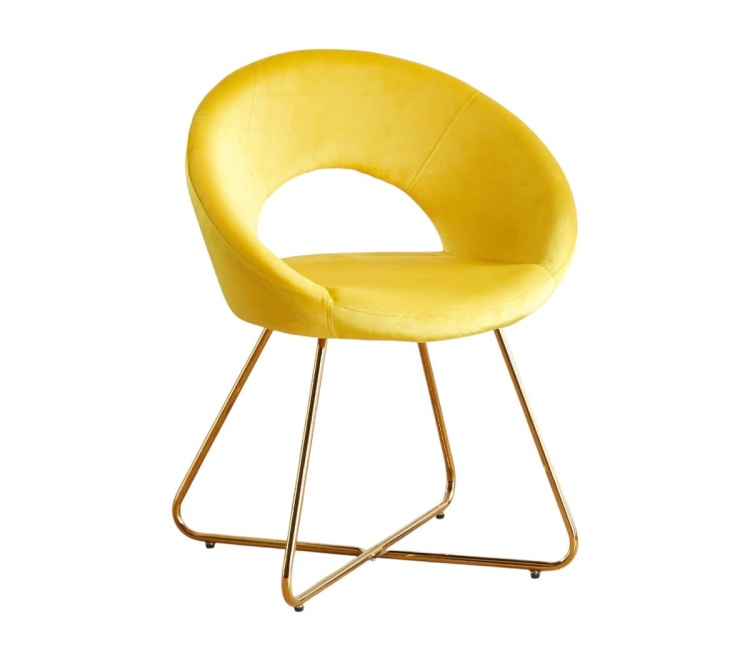 Fotel Magnolia żółty, nogi złote tapicerowany welur