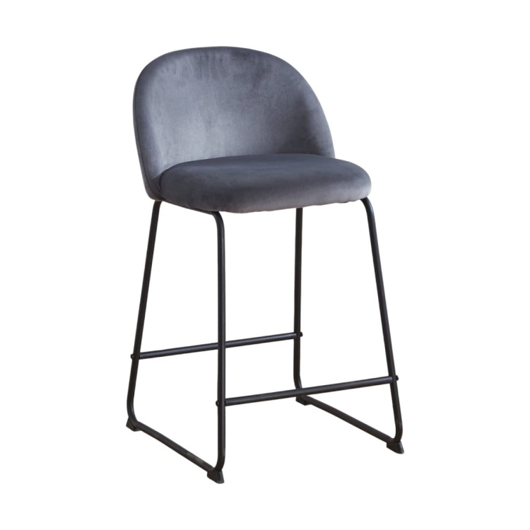 Hoker tapicerowany Odessa ciemno szare, nogi czarne 61 cm