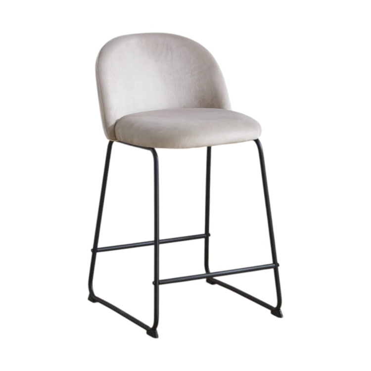 Hoker tapicerowany Odessa beżowy, nogi 61 cm