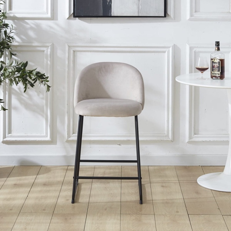 Hoker tapicerowany Odessa beżowy, nogi 61 cm