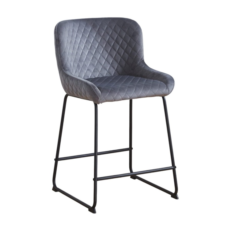 Hoker tapicerowany Colin ciemno szary, nogi czarne 63 cm