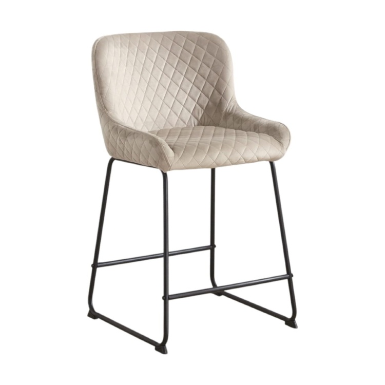 Hoker tapicerowany Colin II beżowy, nogi czarne 63 cm