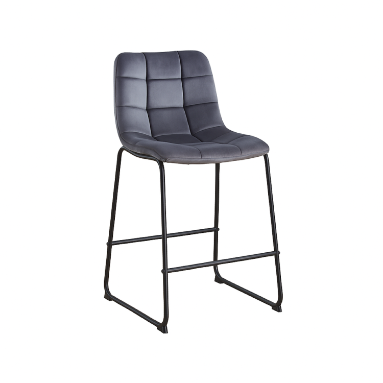 Hoker tapicerowany Maroko ciemno szary, nogi czarne 61 cm