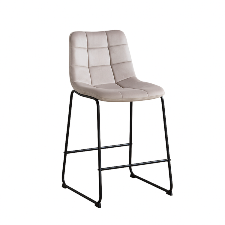 Hoker tapicerowany Maroko beżowy, nogi czarne 61 cm