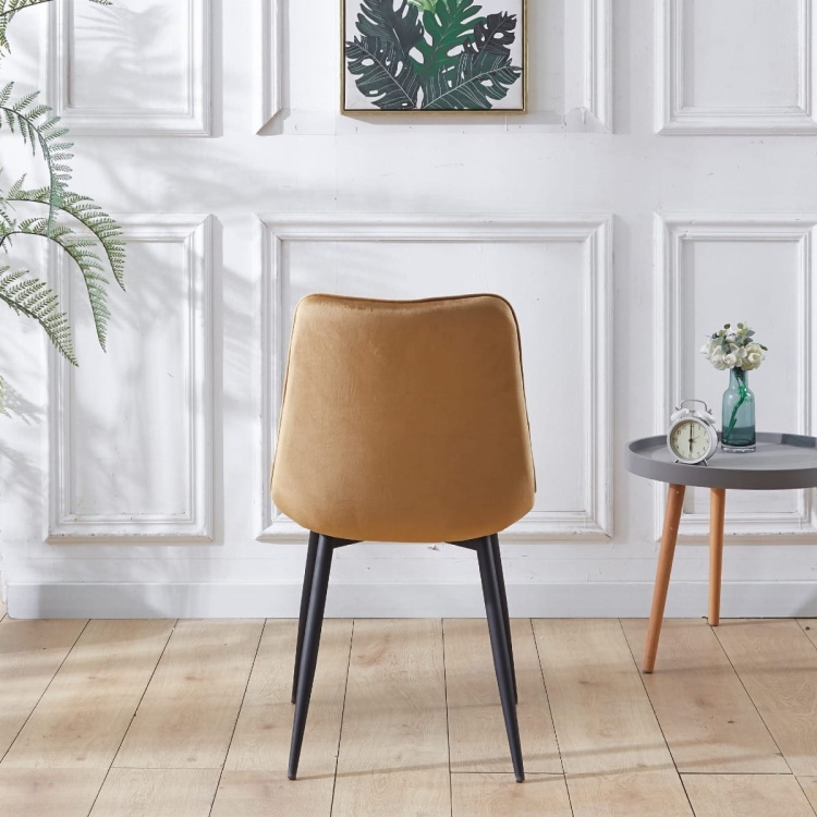 Krzesło do salonu Maroko curry/miodowe nogi czarne welur
