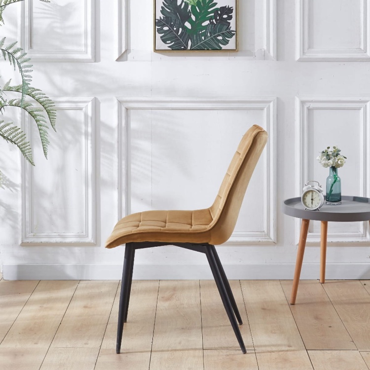 Krzesło do salonu Maroko curry/miodowe nogi czarne welur