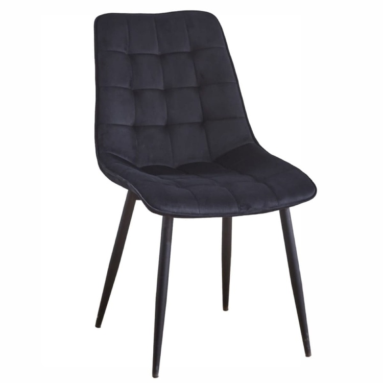 Krzesło do salonu Maroko czarne nogi czarne welur