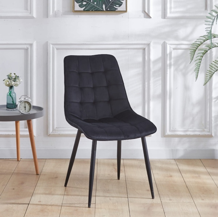 Krzesło do salonu Maroko czarne nogi czarne welur