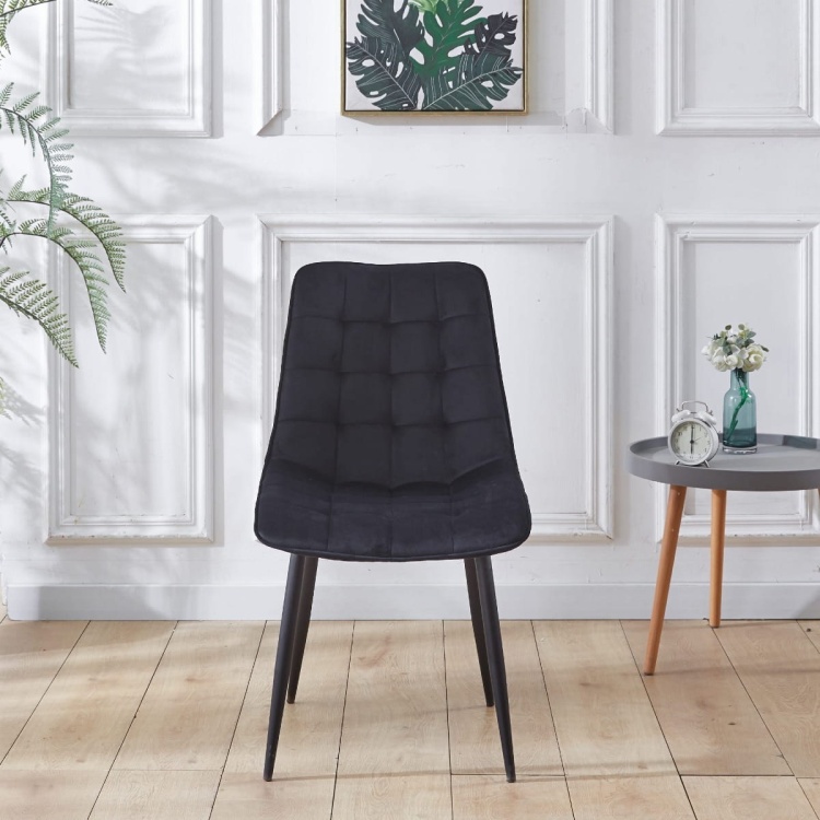 Krzesło do salonu Maroko czarne nogi czarne welur