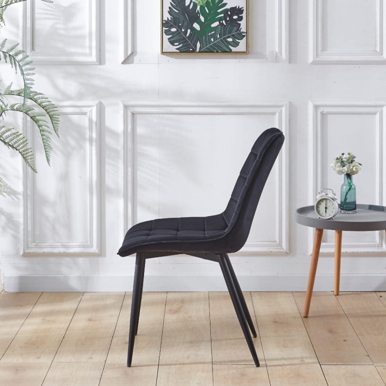 Krzesło do salonu Maroko czarne nogi czarne welur