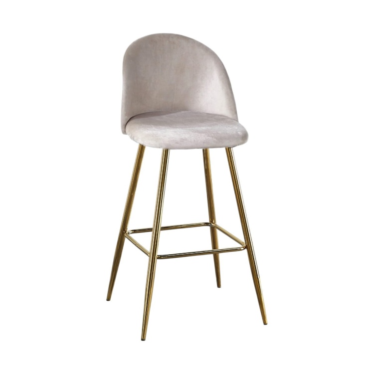 Hoker tapicerowany Odessa beżowe nogi złote 75 cm