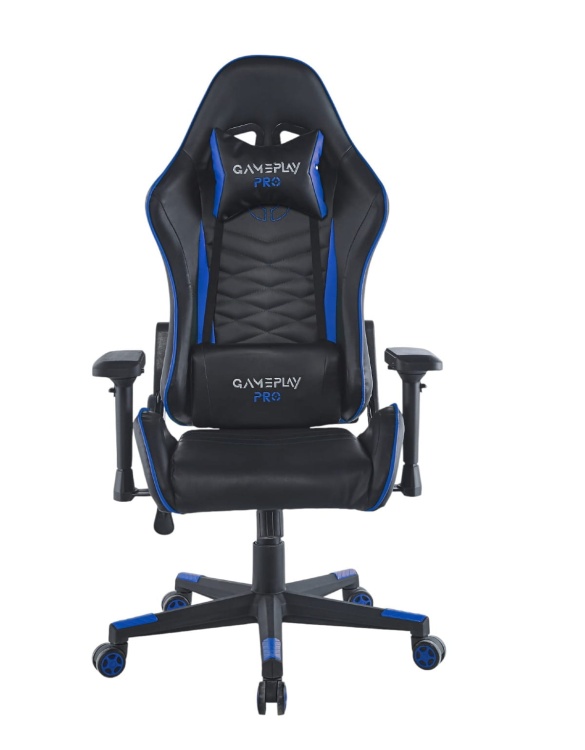 Fotel gamingowy Solo Pro czarno niebieski regulowany obrotowy