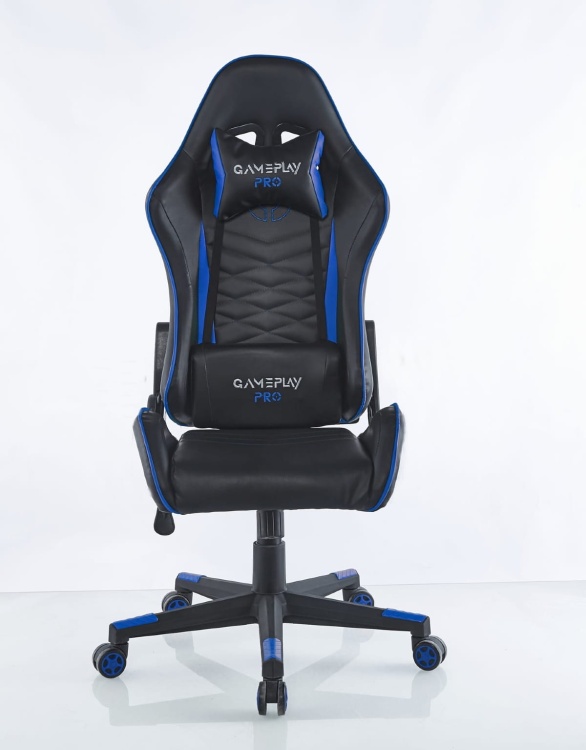 Fotel gamingowy Solo Pro czarno niebieski regulowany obrotowy