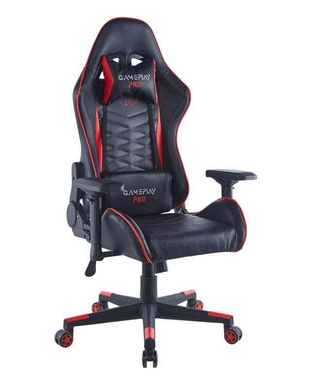 Fotel gamingowy Solo PRO czarno czerwony regulowany obrotowy