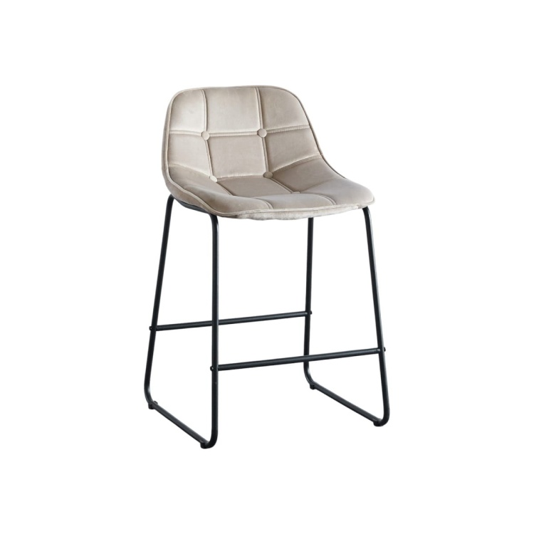 Hoker tapicerowany Neva beżowy, nogi czarne 61 cm