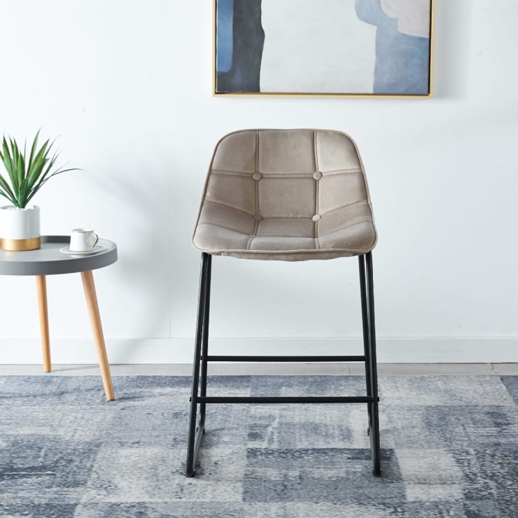 Hoker tapicerowany Neva beżowy, nogi czarne 61 cm