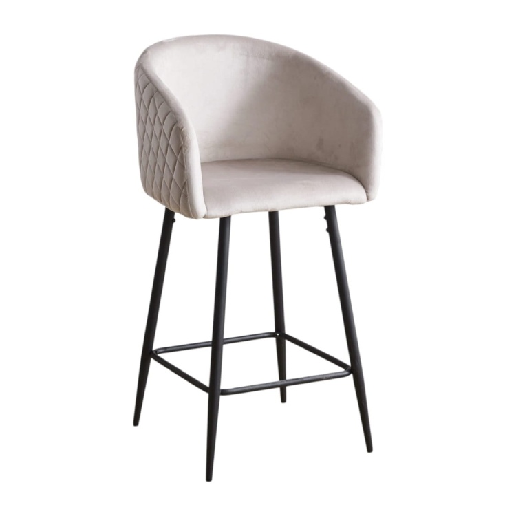 Hoker tapicerowany Odessa 2 beżowy, nogi czarne 67 cm