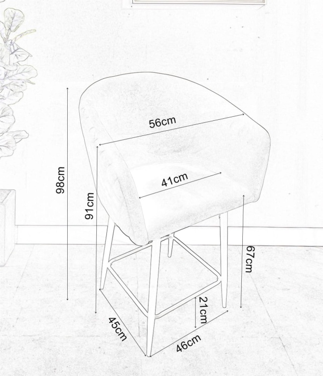 Hoker tapicerowany Odessa 2 beżowy, nogi czarne 67 cm