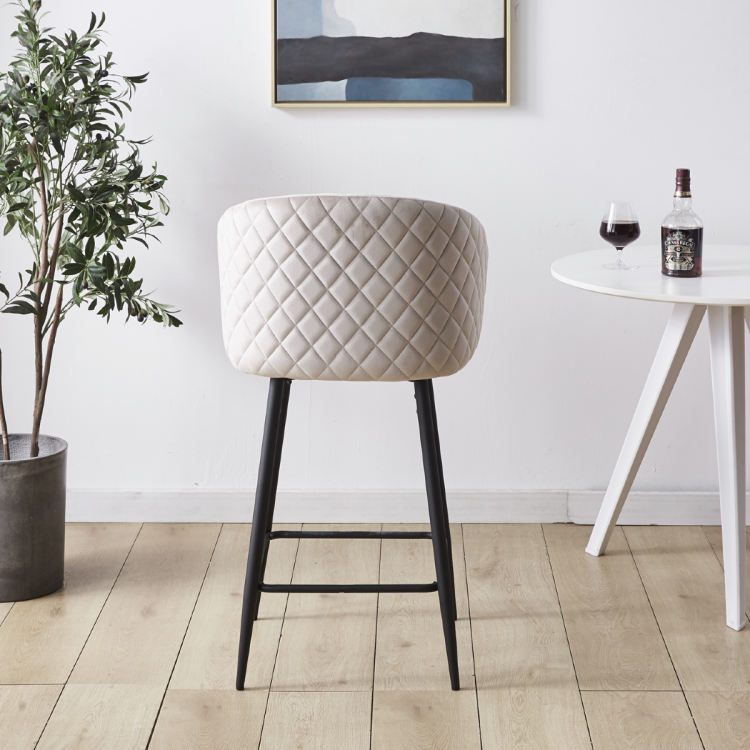 Hoker tapicerowany Odessa 2 beżowy, nogi czarne 67 cm