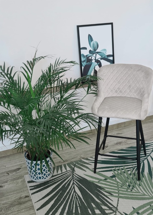 Hoker tapicerowany Colin 2 beżowy, nogi czarne 67 cm