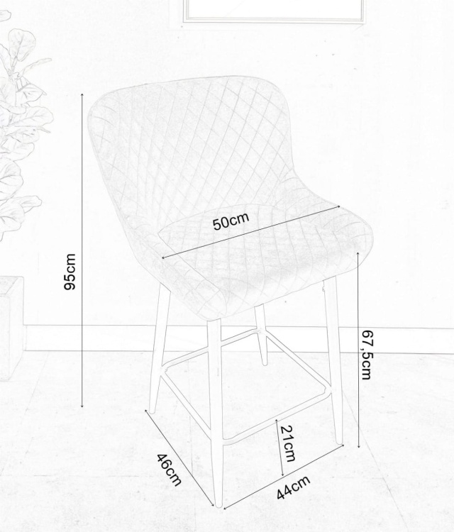 Hoker tapicerowany Colin 2 beżowy, nogi czarne 67 cm