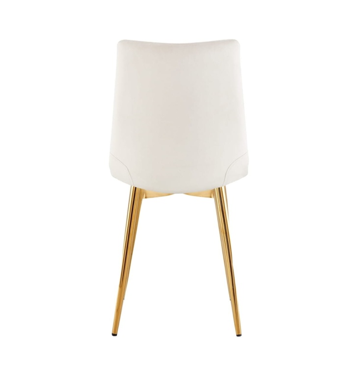 Krzesło tapicerowane Alan kremowe, welurowe, nogi złote. Widok z tyłu