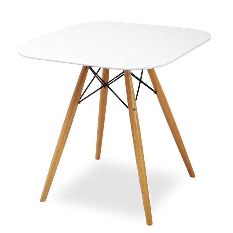 Zestaw stół kwadratowy Paris 70x70 cm + 3 krzesła Milano białe nogi bukowe