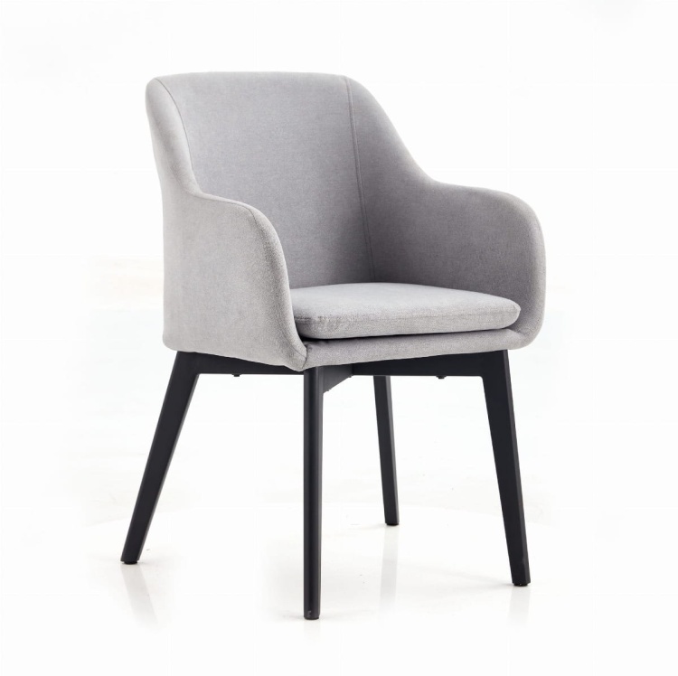 Krzesło EMI jasno szare tapicerowane z podłokietnikami kubełkowe outlet