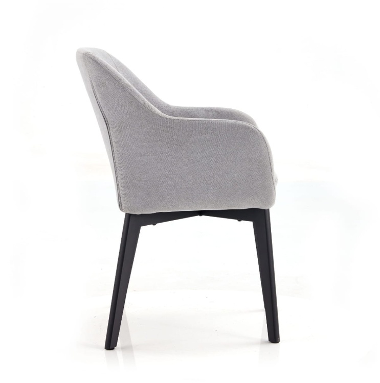 Krzesło EMI jasno szare tapicerowane z podłokietnikami kubełkowe outlet