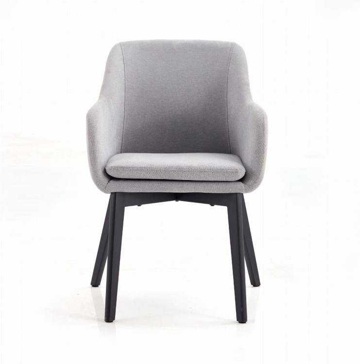 Krzesło EMI jasno szare tapicerowane z podłokietnikami kubełkowe outlet