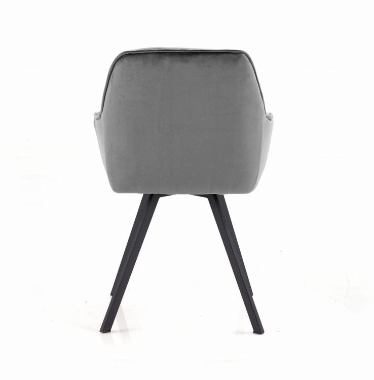 Fotel Zoja ciemno szary, nogi czarne pikowany, tapicerowany welur