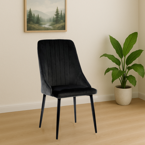 Krzesło Lorent czarne tapicerowane welur