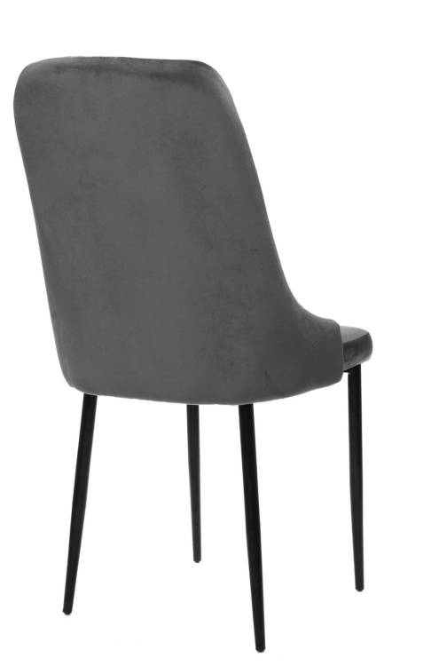 Krzesło Mig ciemno szare tapicerowane glamour pikowane guziki welur