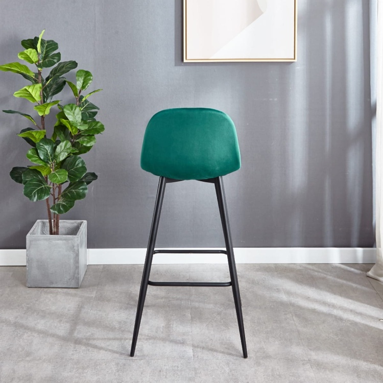 Hoker tapicerowany Nilson zielony krzesło barowe 75 cm