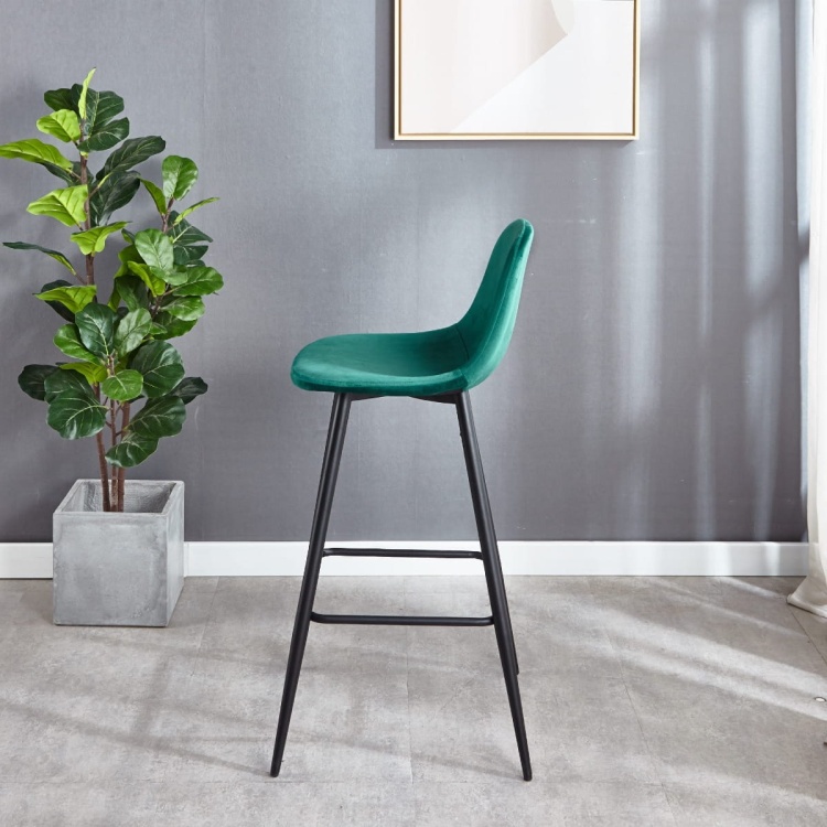 Hoker tapicerowany Nilson zielony krzesło barowe 75 cm