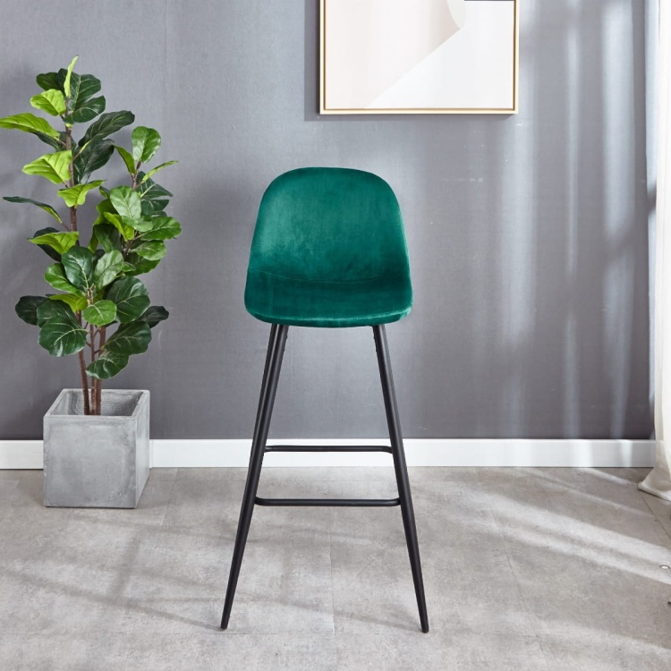 Hoker tapicerowany Nilson zielony krzesło barowe 75 cm